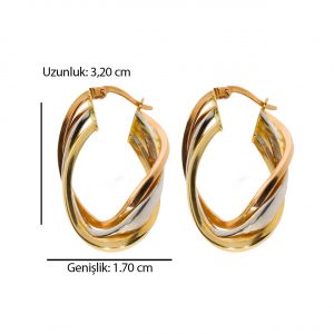 Tri-Color Hoop Earrings 14K gold