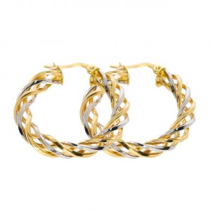 Twisted Gold Hoop Earrings 14 Karat