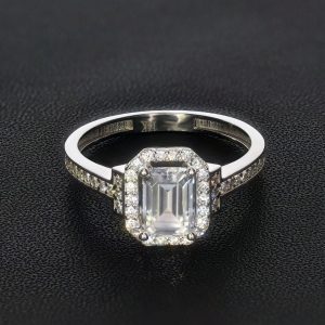 14K Gold Baguette Ring with Side Stones