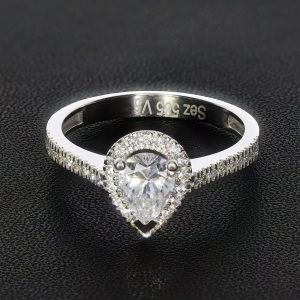 14K Gold Baguette and Teardrop Ring