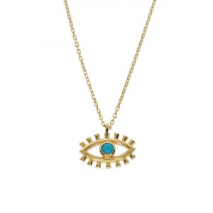 Rayna Beaded Eye Gold Necklace in 14K Gold