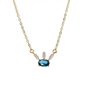 14K Gold Baguette Pendant Necklace