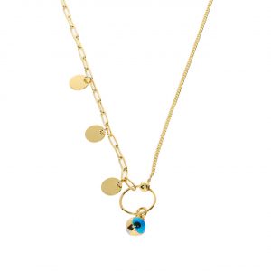 14K Gold Sequin-Style Evil Eye Necklace