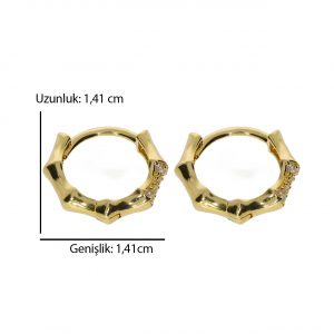 1,41cm Taşlı Altın Halka Küpe 14 Ayar