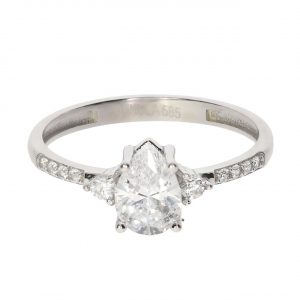 14K Gold Teardrop Solitaire Ring