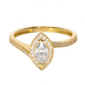 Marquise Cut Solitaire Ring in 14K Gold