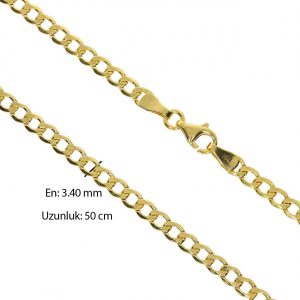 3.40mm İstor Italyan Unisex Gurmet Altın Zincir