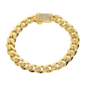 Gurmet 9,30 mm Orta Boy Taşlı Altın Bileklik 14 Ayar