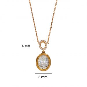 Swarovski Oval Taşlı Rose Kadın Kolye 14 Ayar
