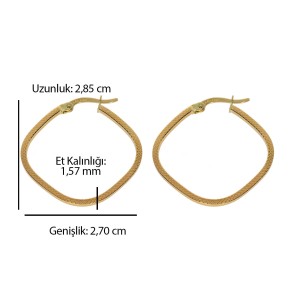 Sporty Square Engraved Green Gold Hoop Earrings 14 Karat