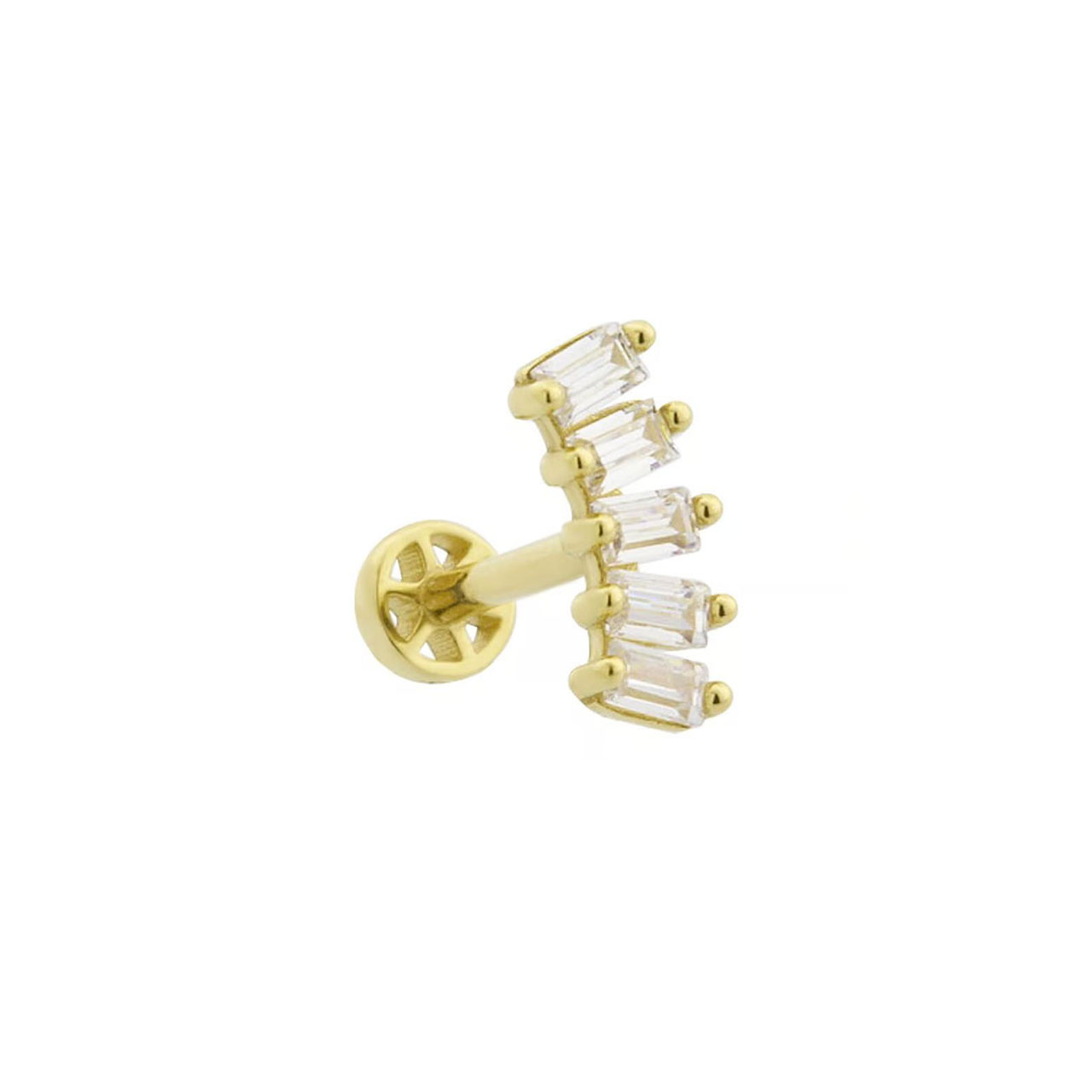 Altın 5 Baget Taşlı Minimal Tragus Piercing 14 Ayar
