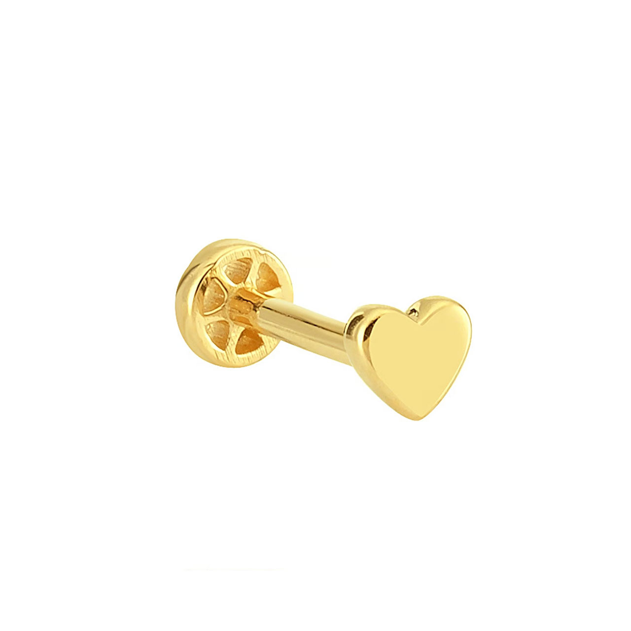 Altın Kalp Minimal Tragus Piercing 14 Ayar