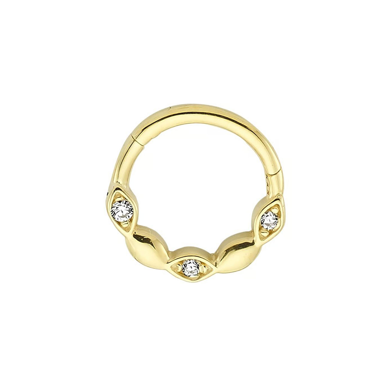 Altın Taşlı Minimal Halka Piercing 14 Ayar