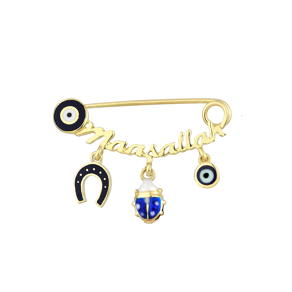 Mashallah Ladybug Gold Pin 14K