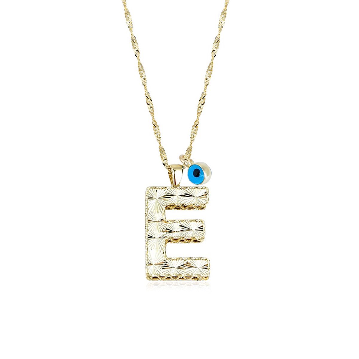 Evil Eye E Letter Gold Necklace