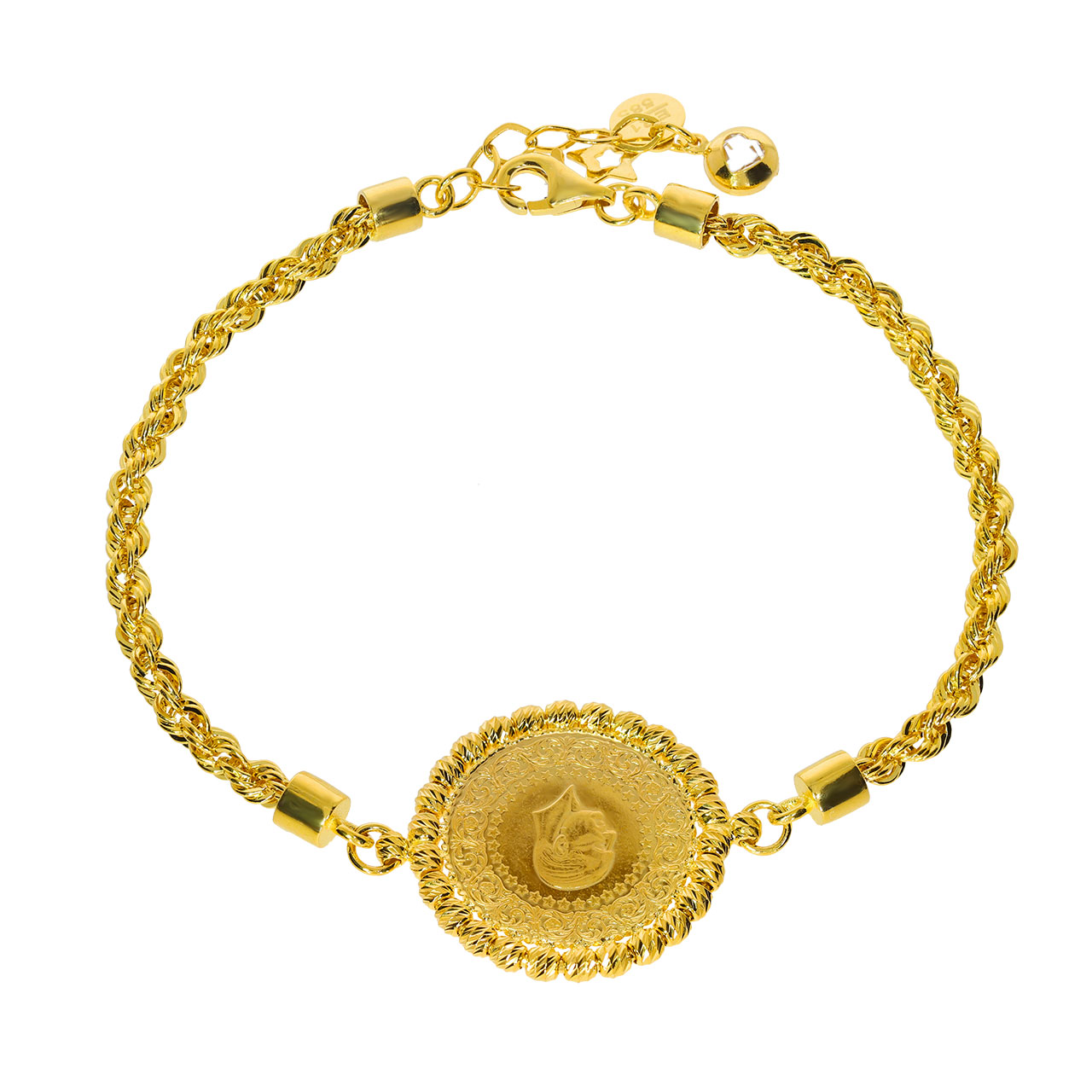 Rope Chain Dorika Ball Quarter Bracelet 14 Carat