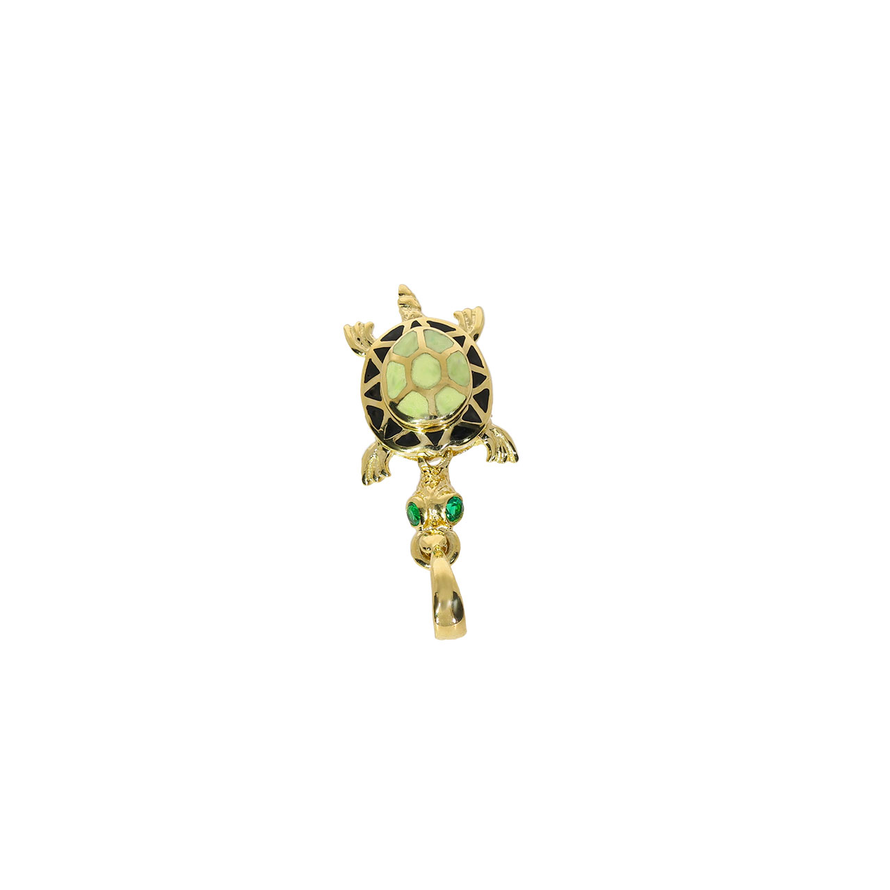 Luminous Enamel Turtle 14K Gold Pendant